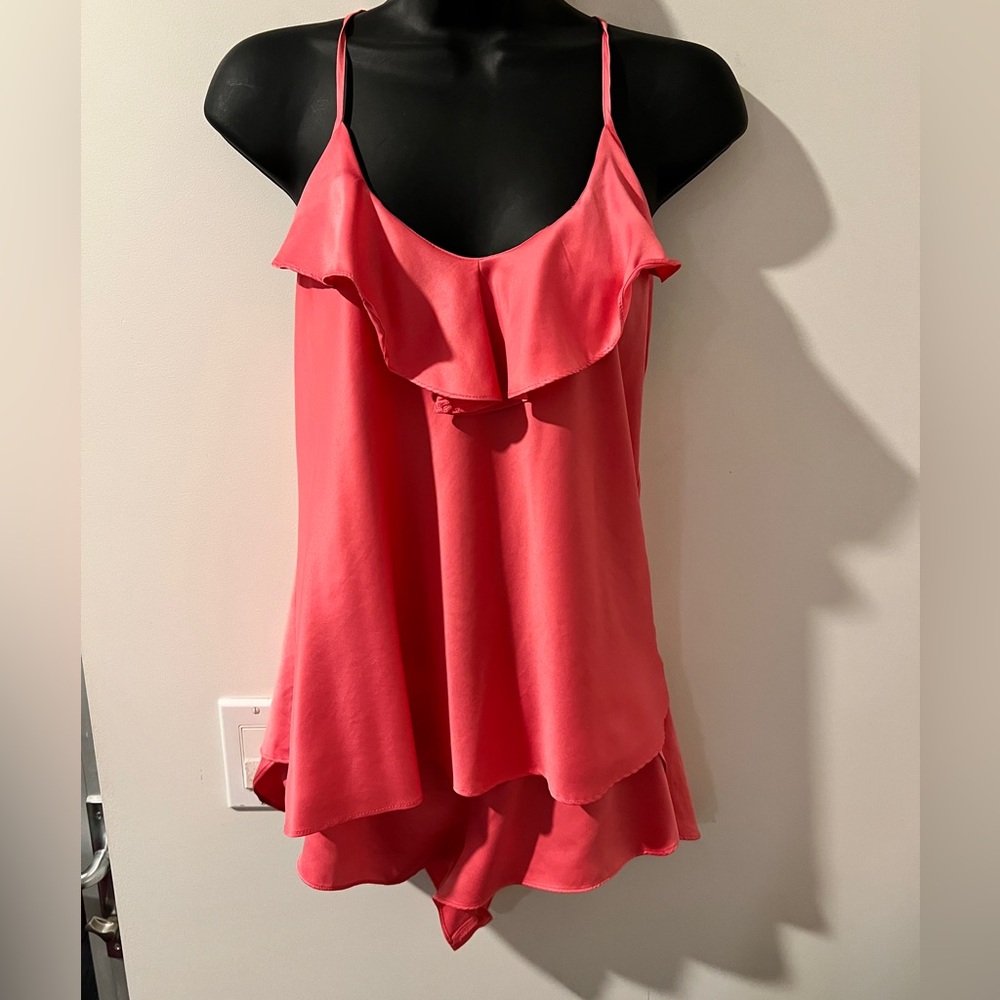 In Bloom Coral Ruffle Racerback Shorty Sleep Set Sz. S *EUC* MSRP: $79+tax